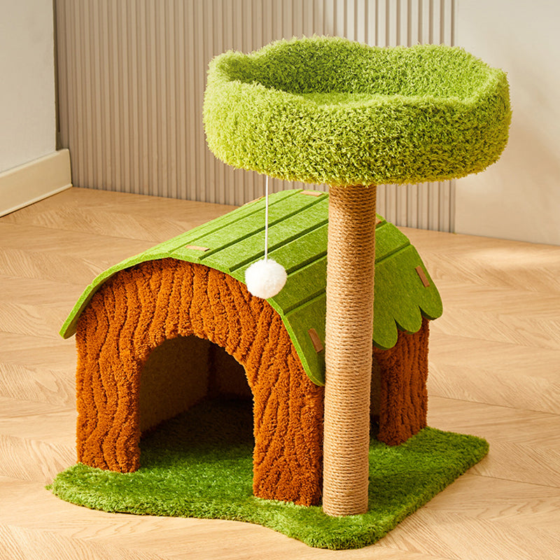 Modern Cylindrical Cat Tree with Condo, Fleece and Sisal Design-Orizon Depot