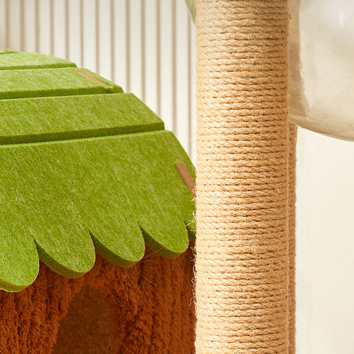 Modern Cylindrical Cat Tree with Condo, Fleece and Sisal Design-Orizon Depot