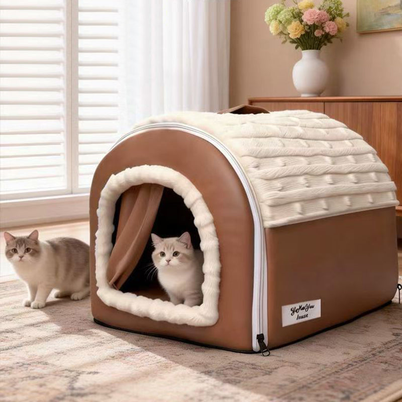 Stylish Minimalist Velvet Faux Leather Rectangular Cat Bed for Home-Orizon Depot