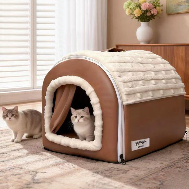 Stylish Minimalist Velvet Faux Leather Rectangular Cat Bed for Home-Orizon Depot