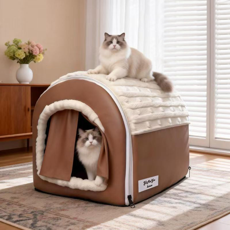 Stylish Minimalist Velvet Faux Leather Rectangular Cat Bed for Home-Orizon Depot