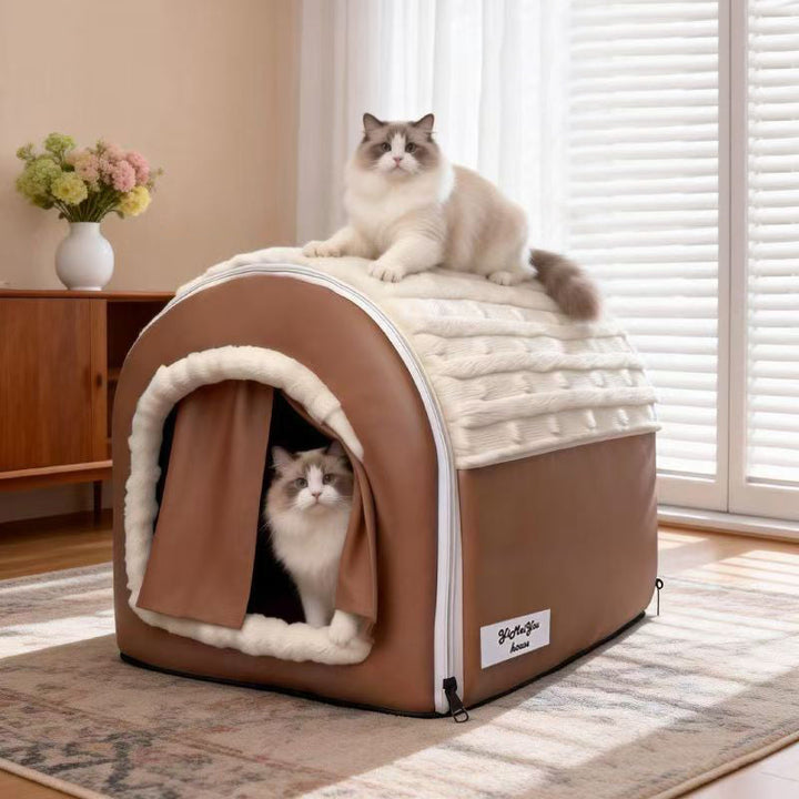 Stylish Minimalist Velvet Faux Leather Rectangular Cat Bed for Home-Orizon Depot