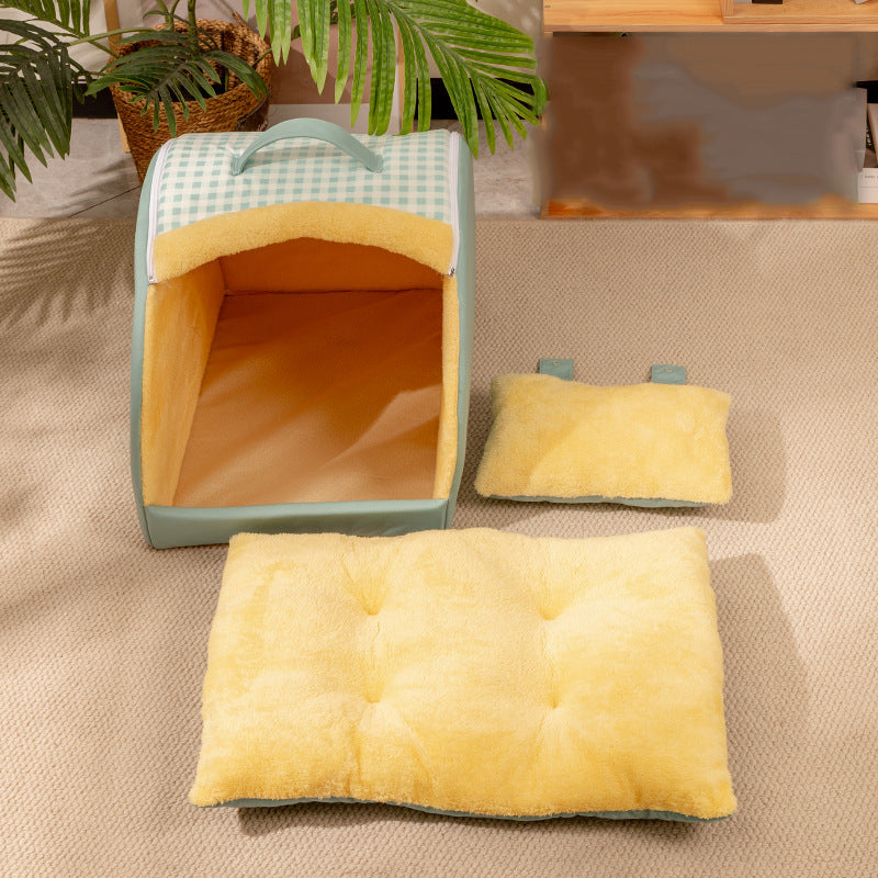 Modern Minimalist Crystal Velvet Rectangular Cat Bed for Home Use-Orizon Depot