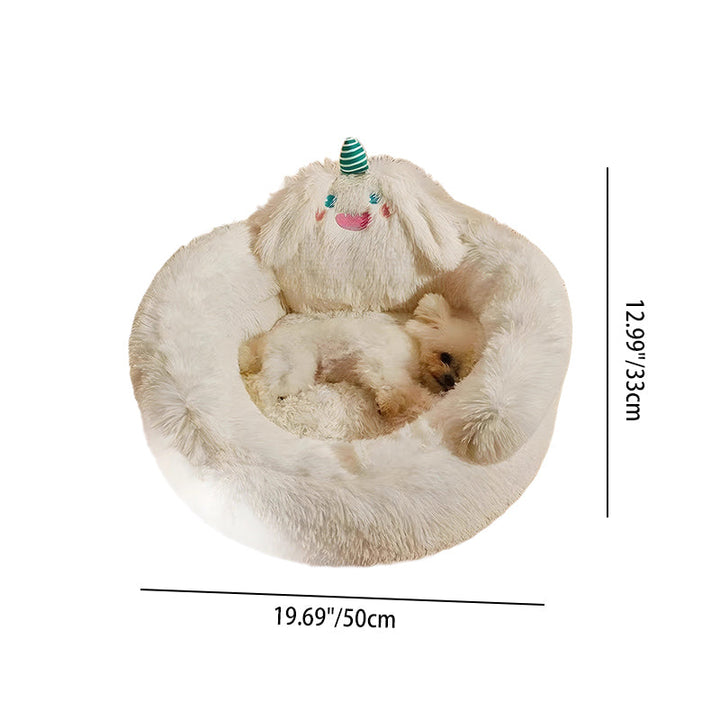 Stylish Long Velvet Round Cat Bed for Living Room and Bedroom-Orizon Depot