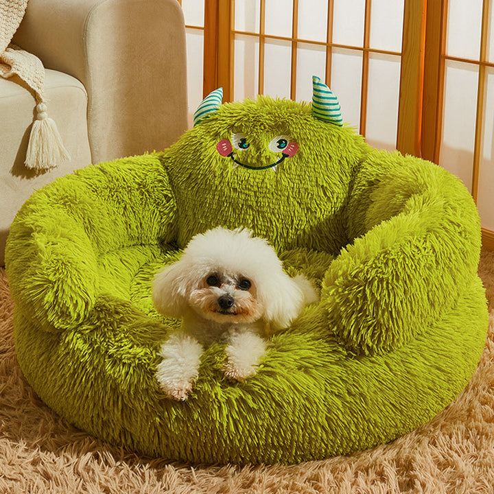 Stylish Long Velvet Round Cat Bed for Living Room and Bedroom-Orizon Depot