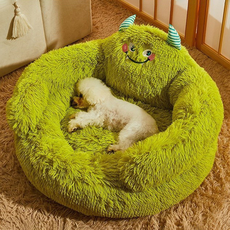 Stylish Long Velvet Round Cat Bed for Living Room and Bedroom-Orizon Depot
