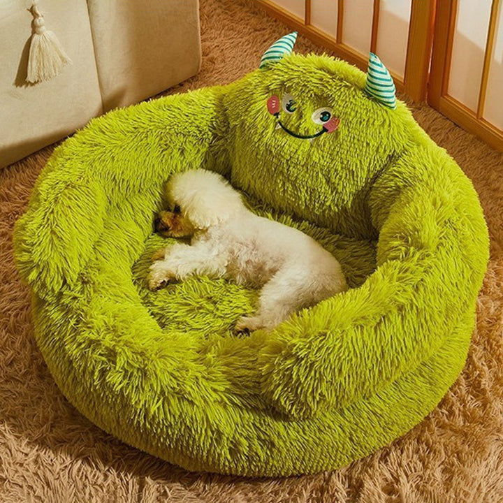 Stylish Long Velvet Round Cat Bed for Living Room and Bedroom-Orizon Depot