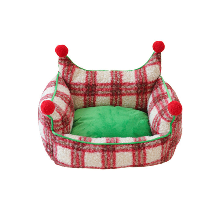 Modern Short Velvet Cat Bed with Removable Pad for Home Use-Orizon Depot