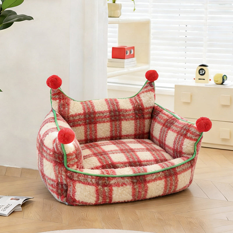 Modern Short Velvet Cat Bed with Removable Pad for Home Use-Orizon Depot