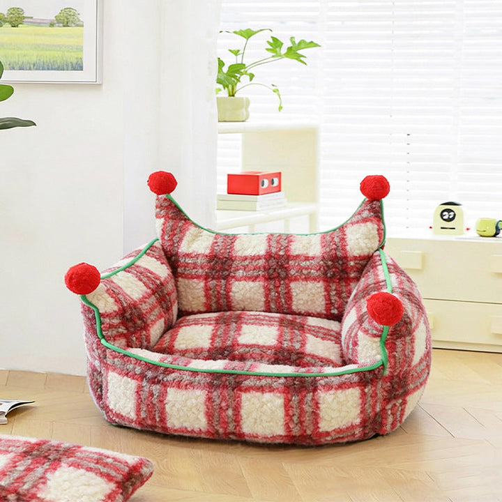 Modern Short Velvet Cat Bed with Removable Pad for Home Use-Orizon Depot