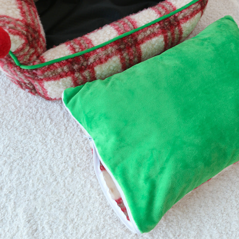 Modern Short Velvet Cat Bed with Removable Pad for Home Use-Orizon Depot