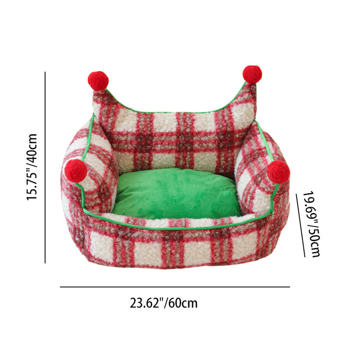 Modern Short Velvet Cat Bed with Removable Pad for Home Use-Orizon Depot