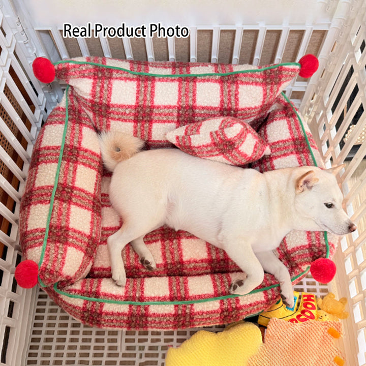 Modern Short Velvet Cat Bed with Removable Pad for Home Use-Orizon Depot