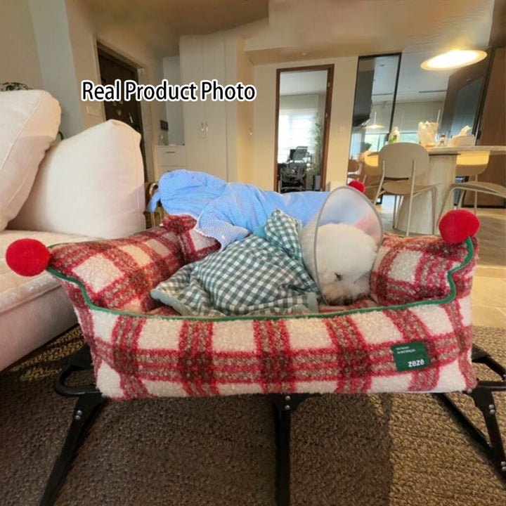 Modern Short Velvet Cat Bed with Removable Pad for Home Use-Orizon Depot