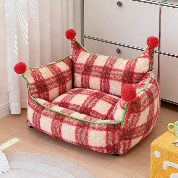 Modern Short Velvet Cat Bed with Removable Pad for Home Use-Orizon Depot