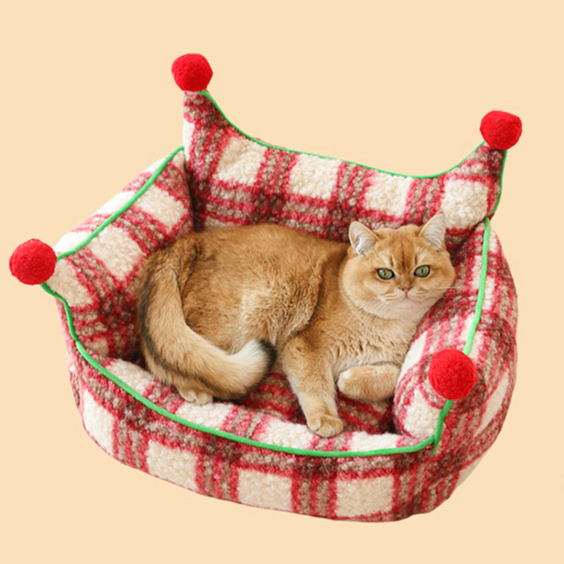 Modern Short Velvet Cat Bed with Removable Pad for Home Use-Orizon Depot
