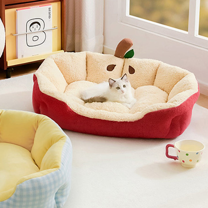 Modern Milk Velvet Cotton Ellipse Cat Bed for Living Room & Bedroom-Orizon Depot
