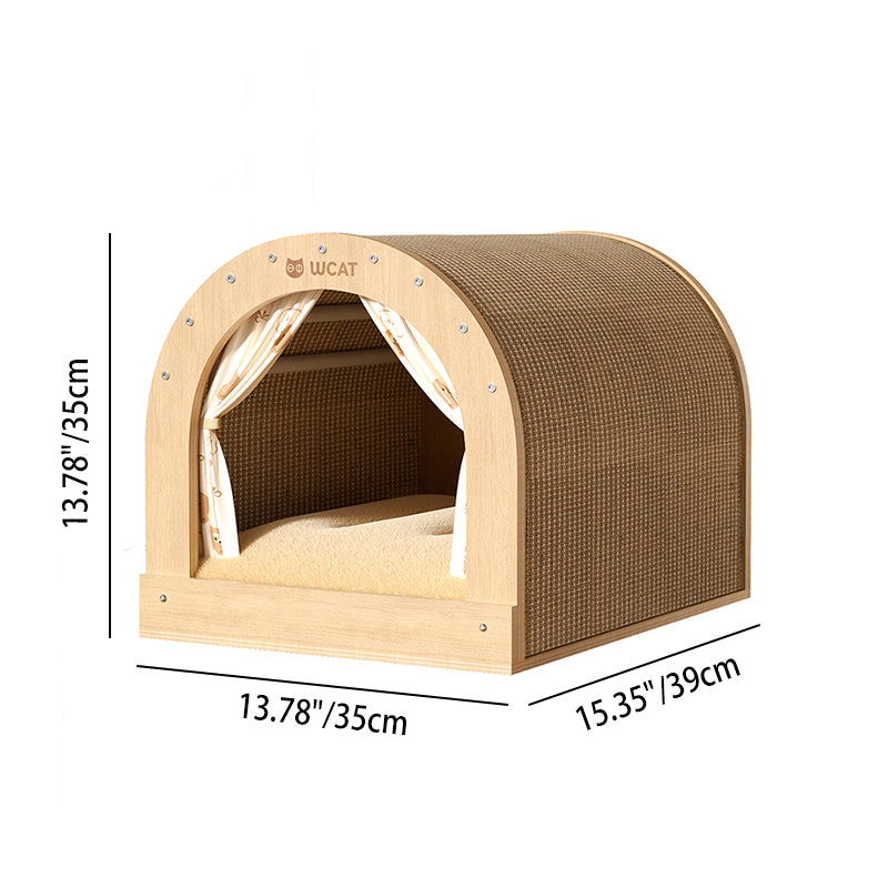 Modern Minimalist Plywood Cat Bed with Flannel and Oxford Cloth-Orizon Depot