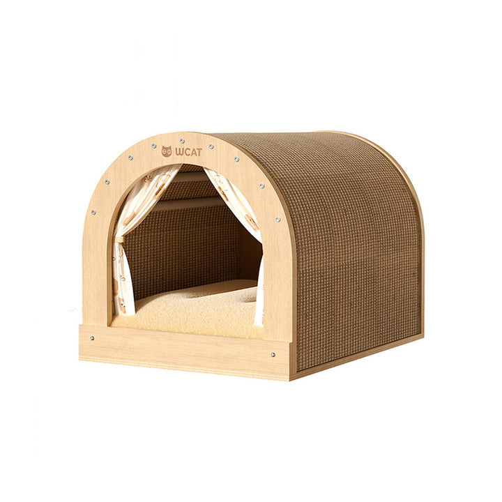 Modern Minimalist Plywood Cat Bed with Flannel and Oxford Cloth-Orizon Depot