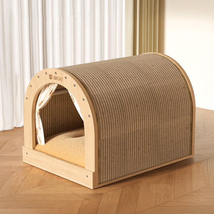 Modern Minimalist Plywood Cat Bed with Flannel and Oxford Cloth-Orizon Depot