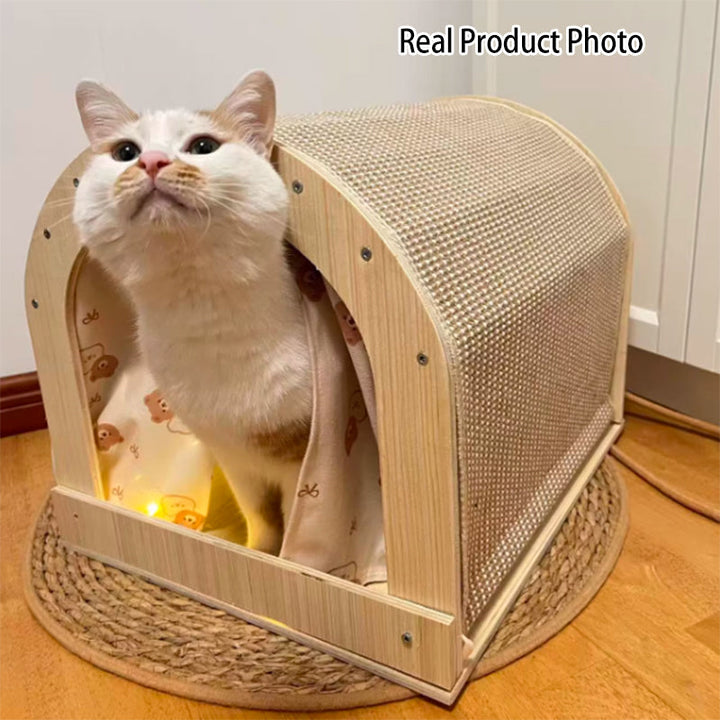 Modern Minimalist Plywood Cat Bed with Flannel and Oxford Cloth-Orizon Depot