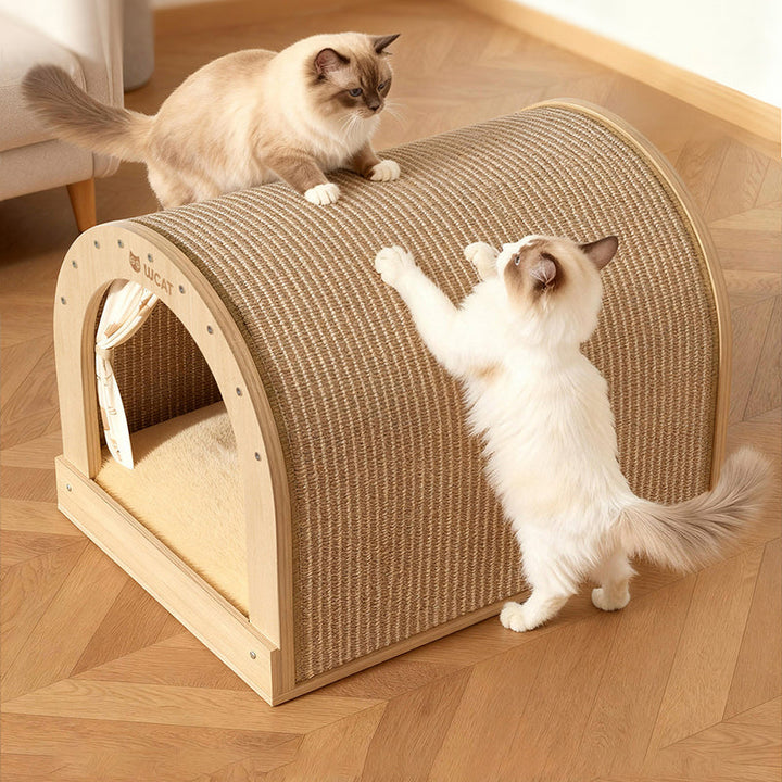 Modern Minimalist Plywood Cat Bed with Flannel and Oxford Cloth-Orizon Depot