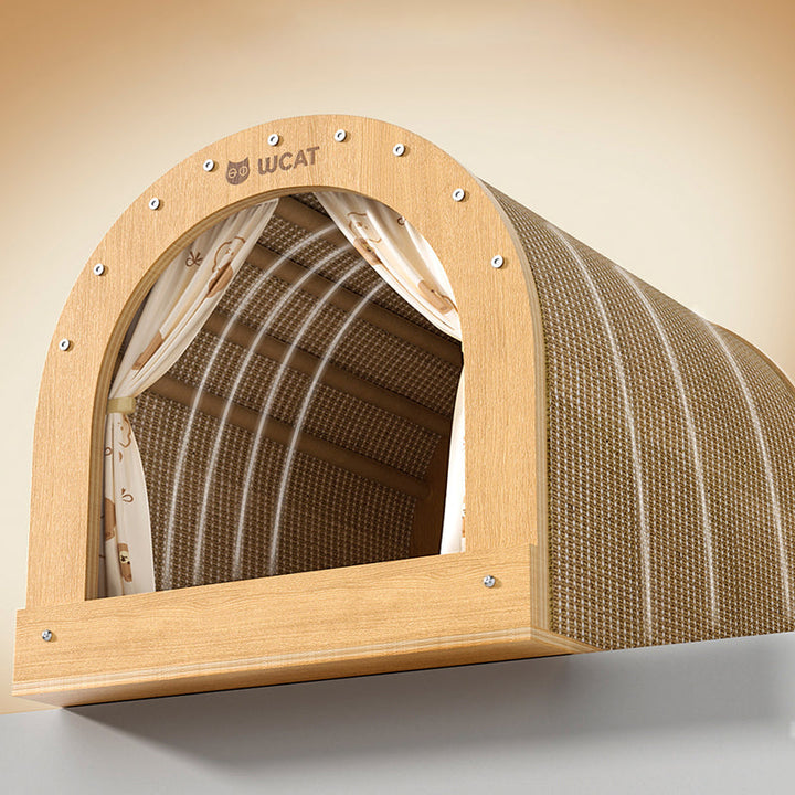 Modern Minimalist Plywood Cat Bed with Flannel and Oxford Cloth-Orizon Depot