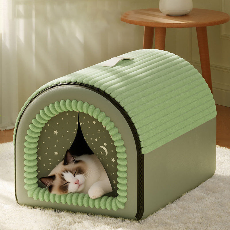 Stylish Minimalist Velvet Sponge Foldable Cat Bed for Home Use-Orizon Depot