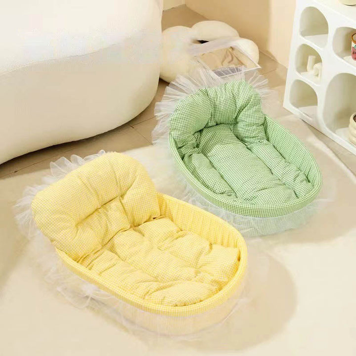Sleek Minimalist Oval Cat Bed in Polyester for Living Room & Bedroom-Orizon Depot