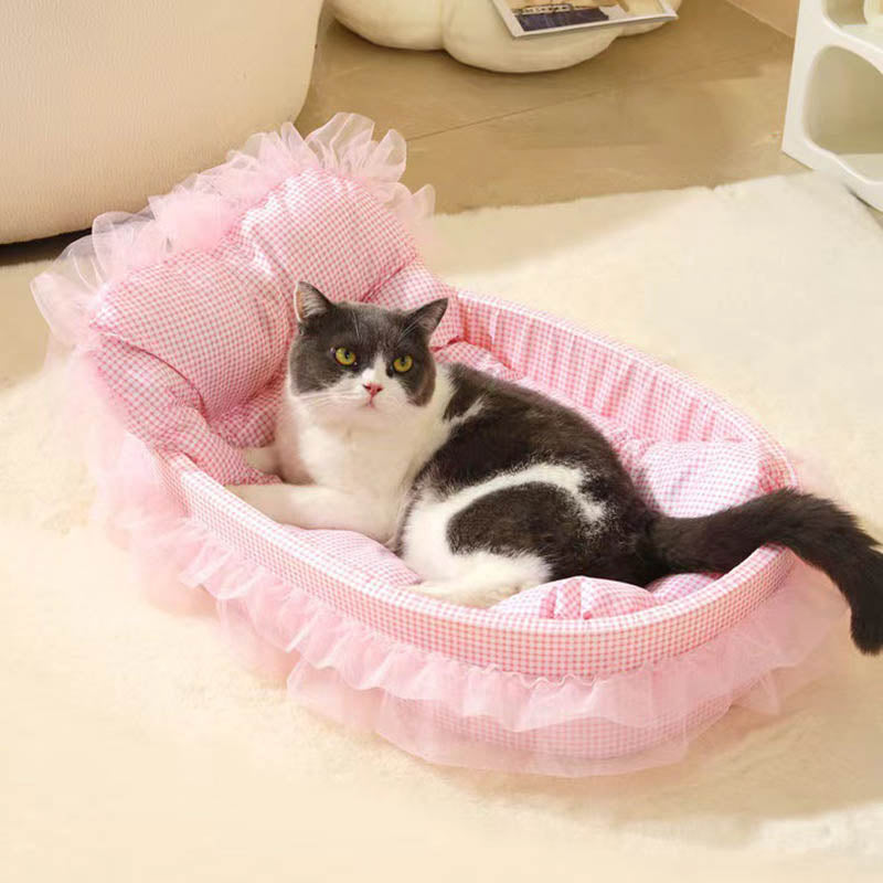 Sleek Minimalist Oval Cat Bed in Polyester for Living Room & Bedroom-Orizon Depot