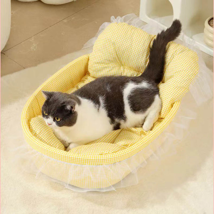 Sleek Minimalist Oval Cat Bed in Polyester for Living Room & Bedroom-Orizon Depot