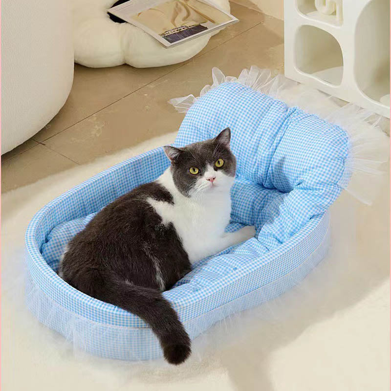 Sleek Minimalist Oval Cat Bed in Polyester for Living Room & Bedroom-Orizon Depot