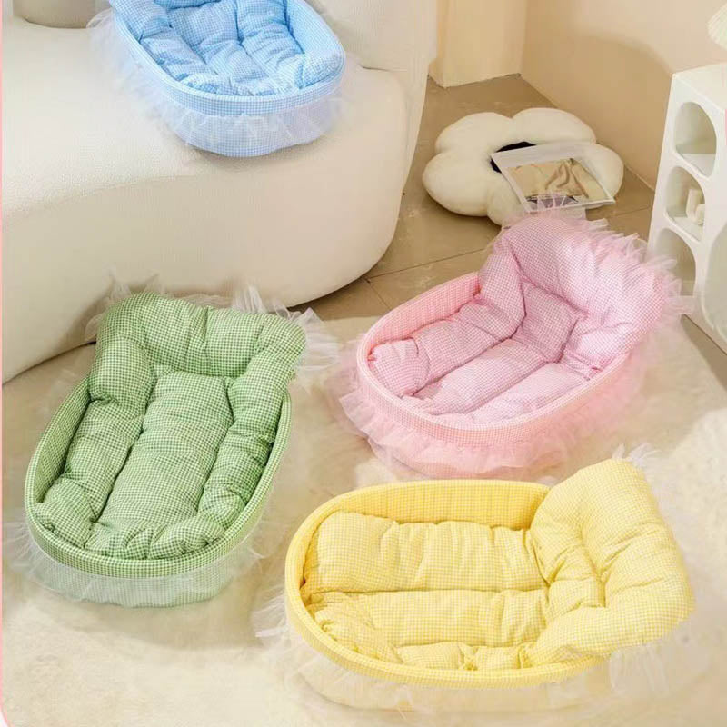 Sleek Minimalist Oval Cat Bed in Polyester for Living Room & Bedroom-Orizon Depot