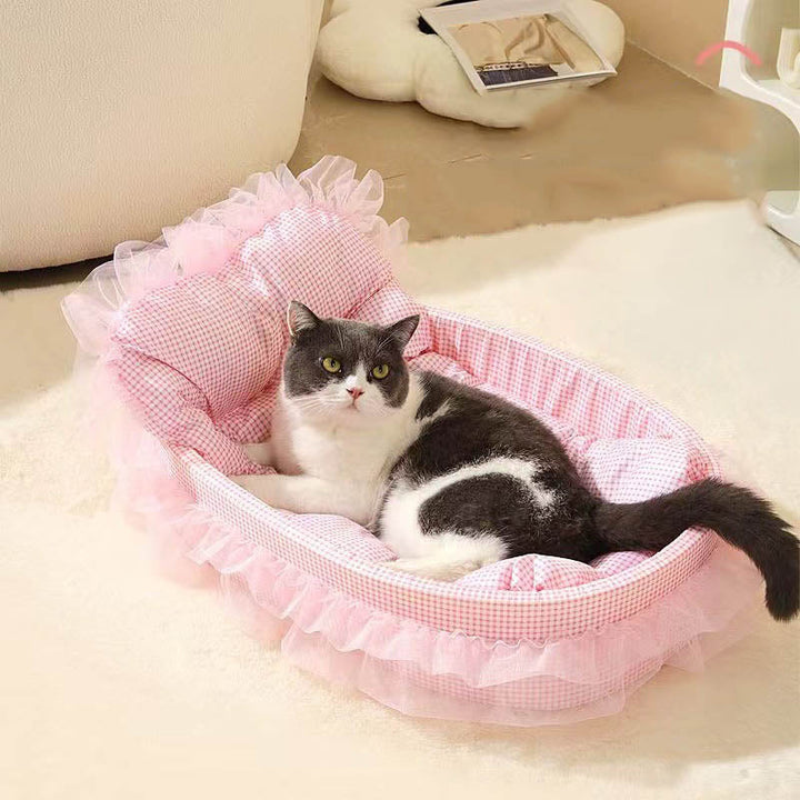 Sleek Minimalist Oval Cat Bed in Polyester for Living Room & Bedroom-Orizon Depot