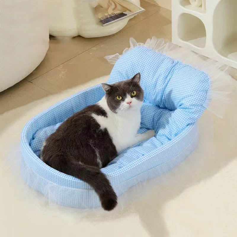 Sleek Minimalist Oval Cat Bed in Polyester for Living Room & Bedroom-Orizon Depot