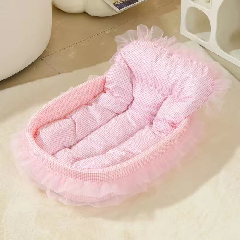 Sleek Minimalist Oval Cat Bed in Polyester for Living Room & Bedroom-Orizon Depot