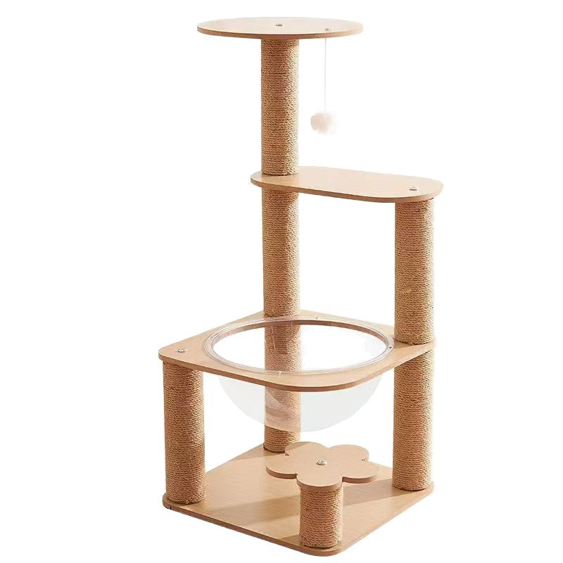 Modern Cylindrical Flower-Shaped Cat Tree with Hemp Rope and MDF-Orizon Depot
