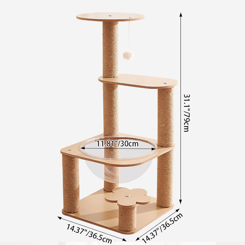 Modern Cylindrical Flower-Shaped Cat Tree with Hemp Rope and MDF-Orizon Depot