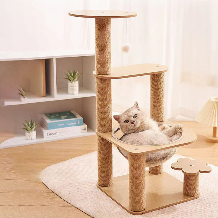 Modern Cylindrical Flower-Shaped Cat Tree with Hemp Rope and MDF-Orizon Depot