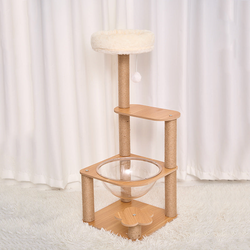 Modern Cylindrical Flower-Shaped Cat Tree with Hemp Rope and MDF-Orizon Depot