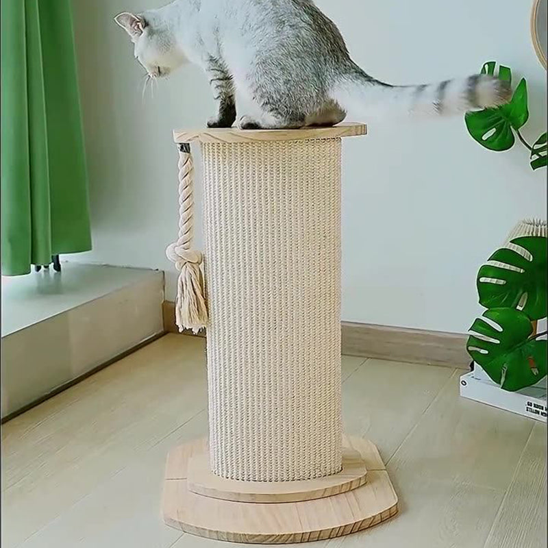 Modern Minimalist Cylindrical Solid Wood Cat Tower with Sisal Rope-Orizon Depot