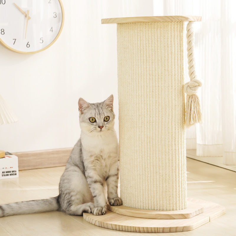 Modern Minimalist Cylindrical Solid Wood Cat Tower with Sisal Rope-Orizon Depot