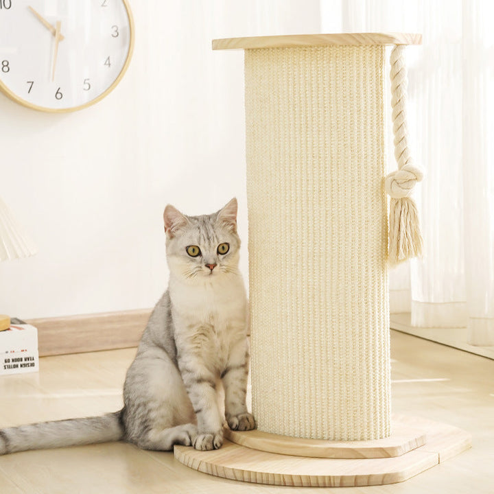 Modern Minimalist Cylindrical Solid Wood Cat Tower with Sisal Rope-Orizon Depot