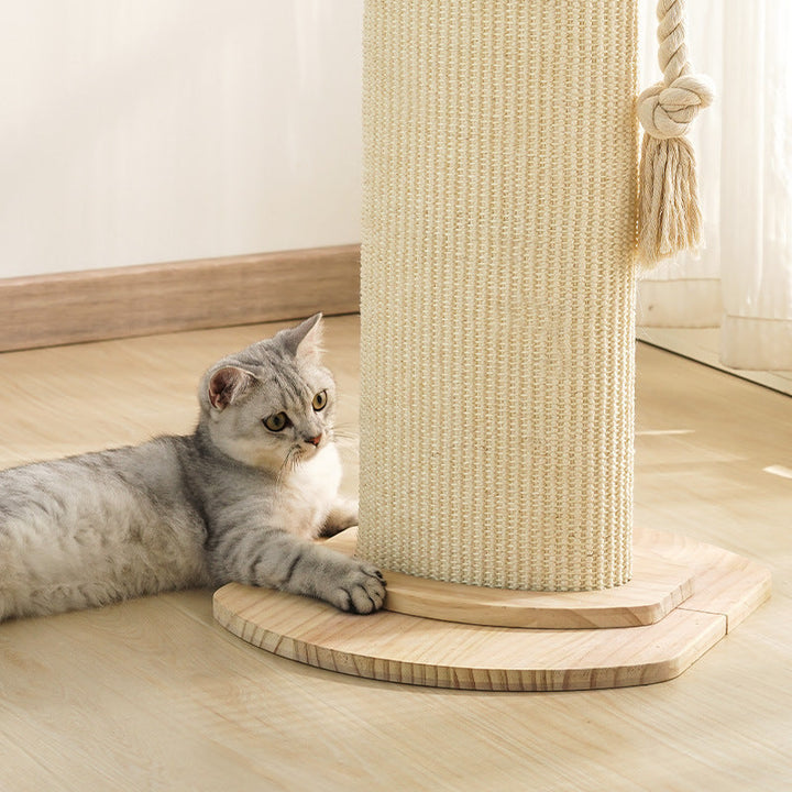 Modern Minimalist Cylindrical Solid Wood Cat Tower with Sisal Rope-Orizon Depot