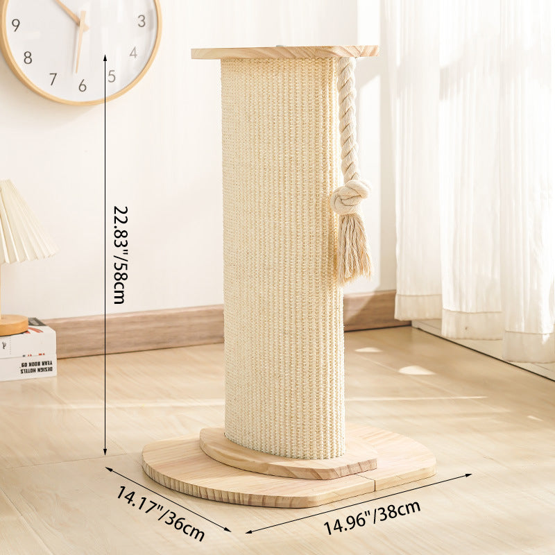 Modern Minimalist Cylindrical Solid Wood Cat Tower with Sisal Rope-Orizon Depot