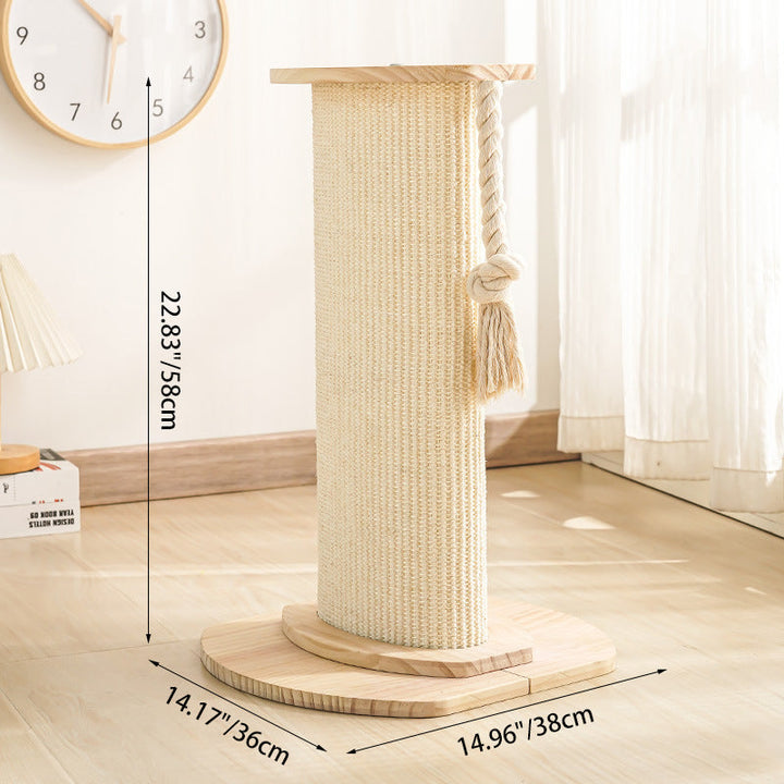 Modern Minimalist Cylindrical Solid Wood Cat Tower with Sisal Rope-Orizon Depot