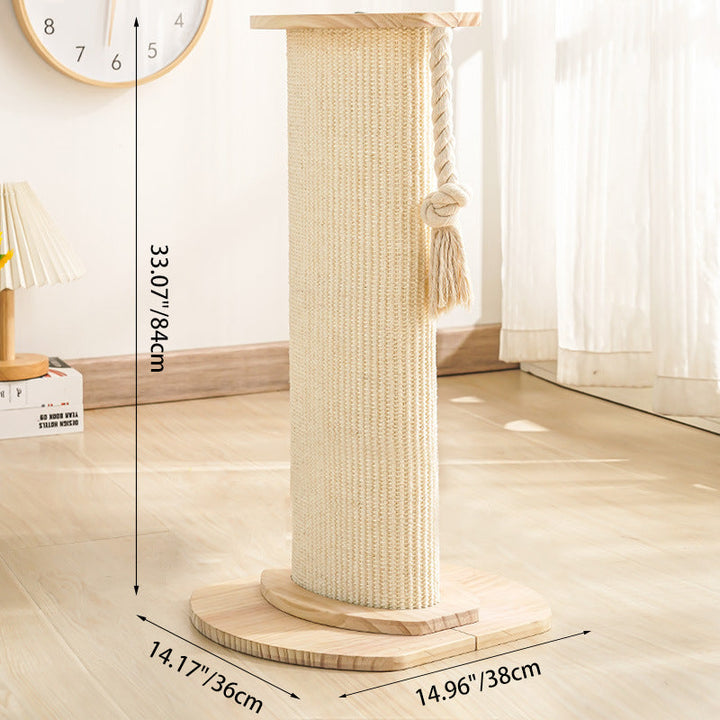 Modern Minimalist Cylindrical Solid Wood Cat Tower with Sisal Rope-Orizon Depot