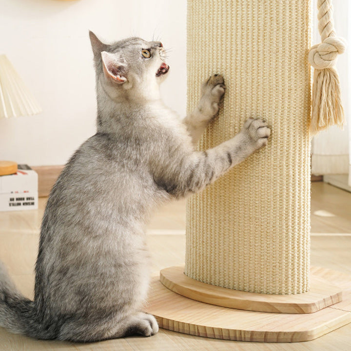 Modern Minimalist Cylindrical Solid Wood Cat Tower with Sisal Rope-Orizon Depot