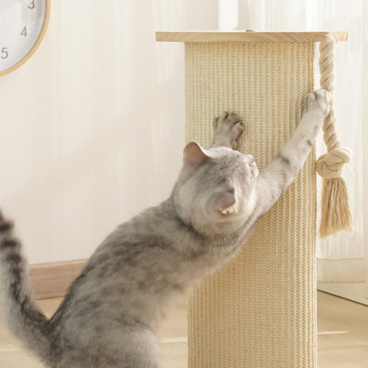 Modern Minimalist Cylindrical Solid Wood Cat Tower with Sisal Rope-Orizon Depot