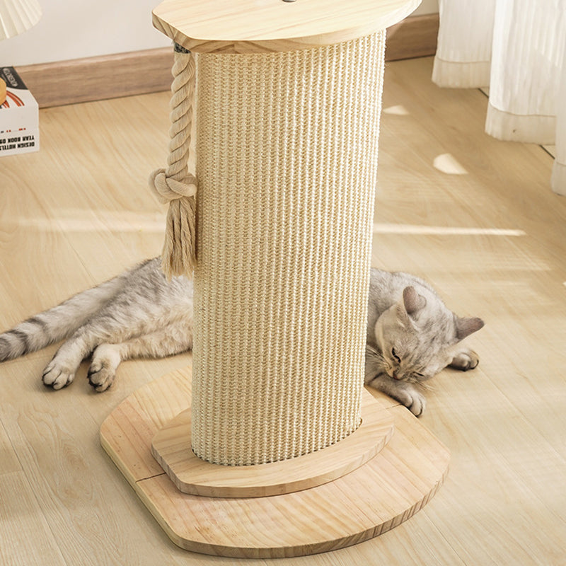 Modern Minimalist Cylindrical Solid Wood Cat Tower with Sisal Rope-Orizon Depot